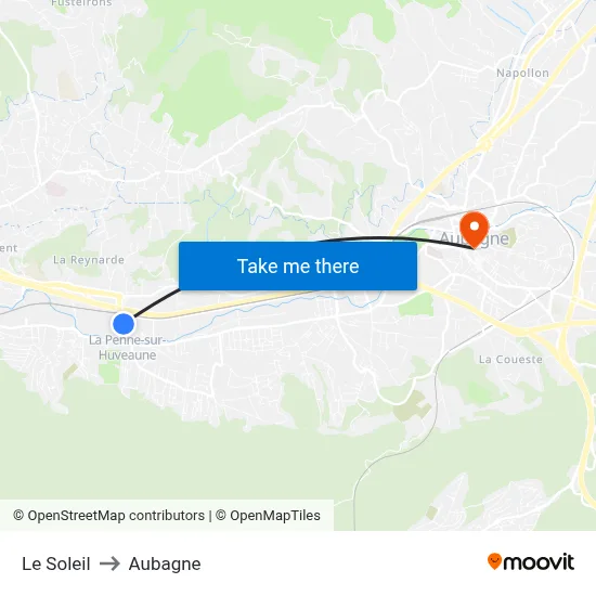 Le Soleil to Aubagne map