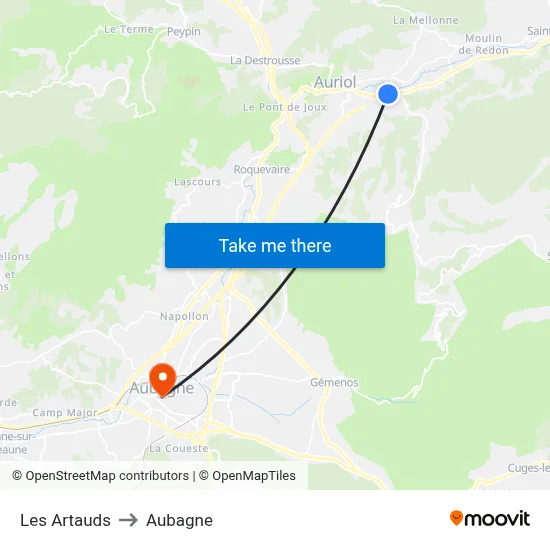 Les Artauds to Aubagne map