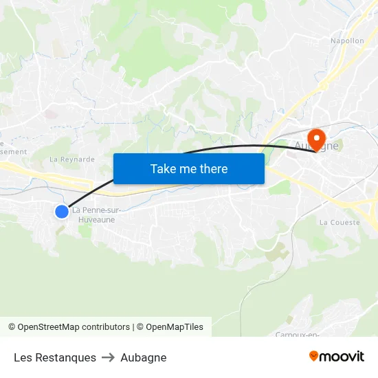 Les Restanques to Aubagne map
