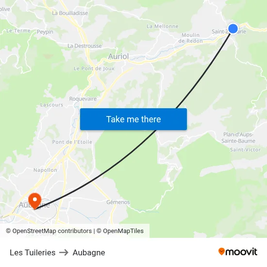 Les Tuileries to Aubagne map