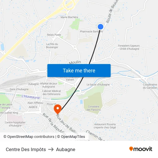 Centre Des Impôts to Aubagne map