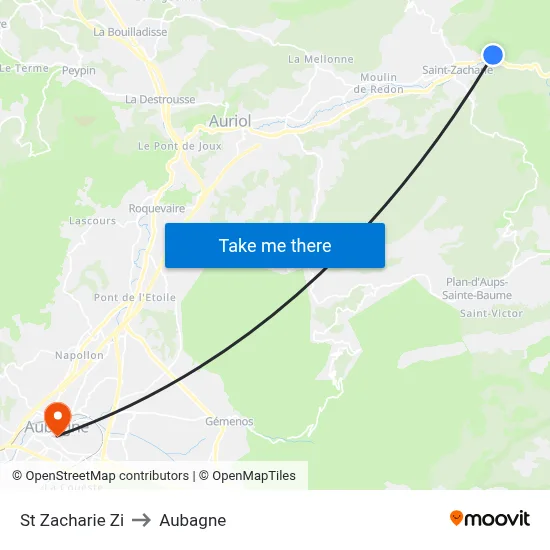 St Zacharie Zi to Aubagne map