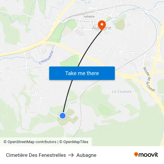 Cimetière Des Fenestrelles to Aubagne map