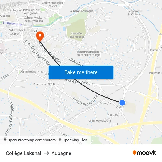 Collège Lakanal to Aubagne map