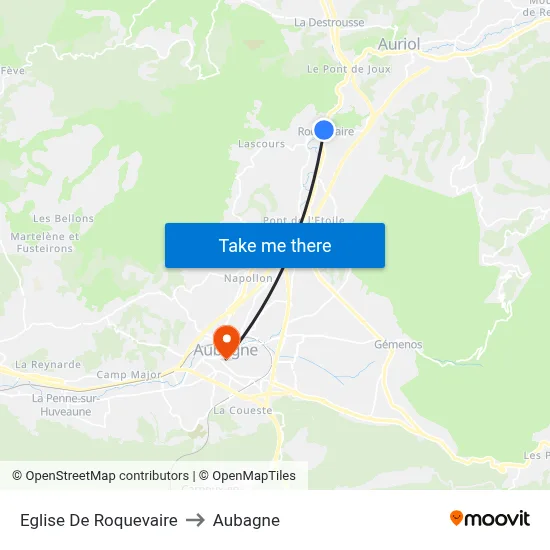 Eglise De Roquevaire to Aubagne map
