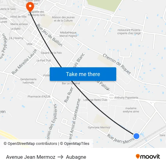 Avenue Jean Mermoz to Aubagne map