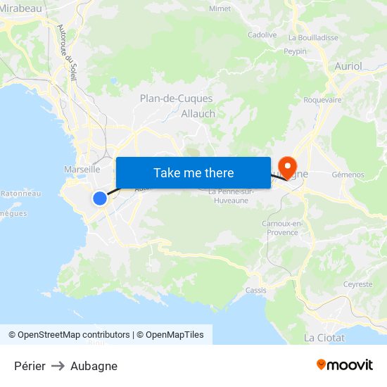 Périer to Aubagne map