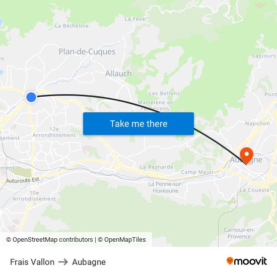 Frais Vallon to Aubagne map