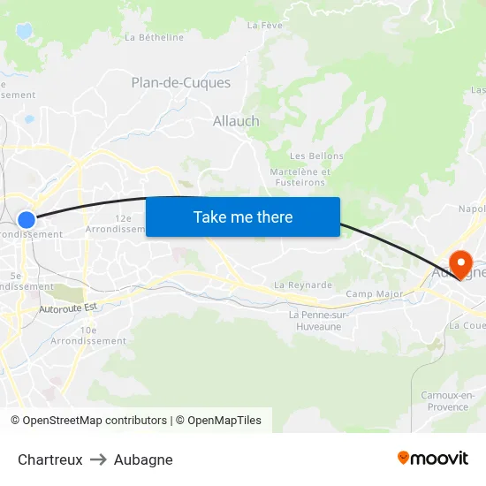 Chartreux to Aubagne map