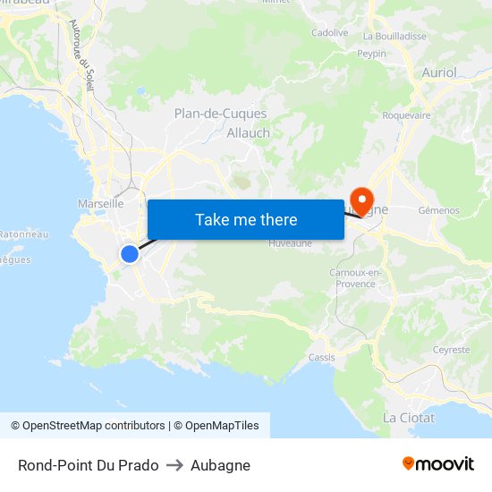 Rond-Point Du Prado to Aubagne map