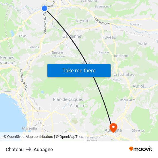 Château to Aubagne map