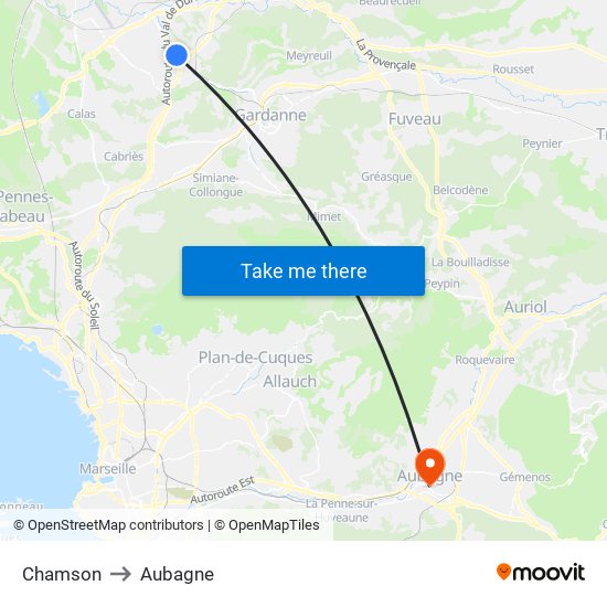 Chamson to Aubagne map