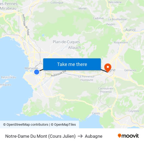 Notre-Dame Du Mont (Cours Julien) to Aubagne map