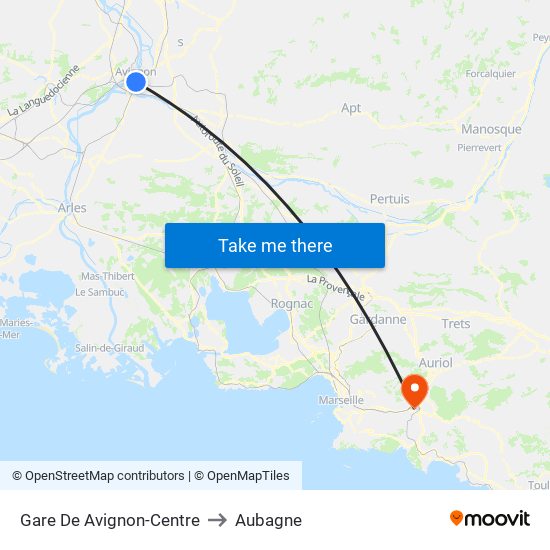 Gare De Avignon-Centre to Aubagne map