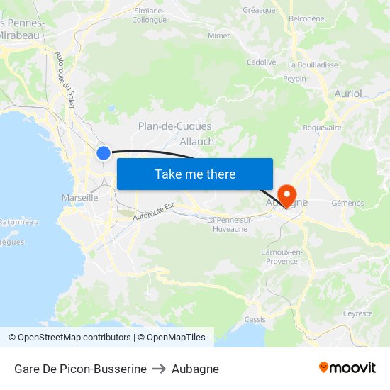 Gare De Picon-Busserine to Aubagne map