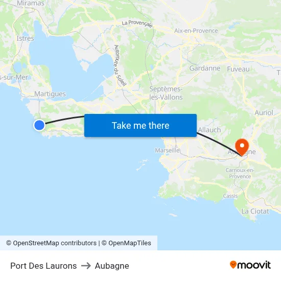 Port Des Laurons to Aubagne map