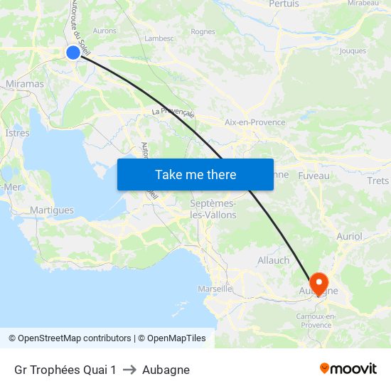 Gr Trophées Quai 1 to Aubagne map