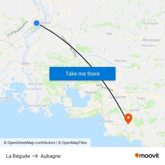 La Bégude to Aubagne map