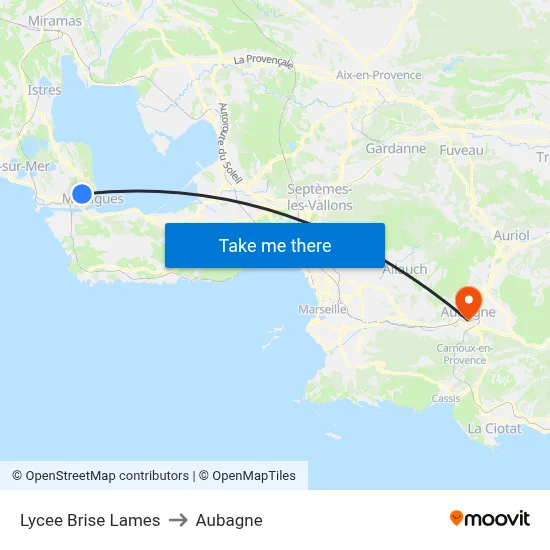 Lycee Brise Lames to Aubagne map
