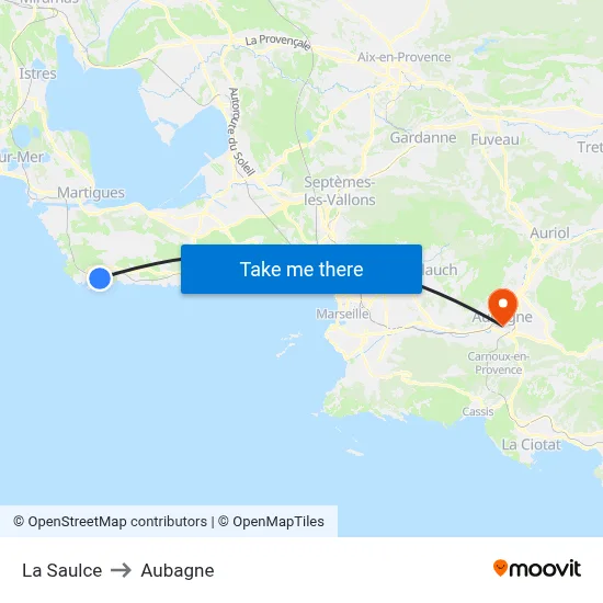 La Saulce to Aubagne map
