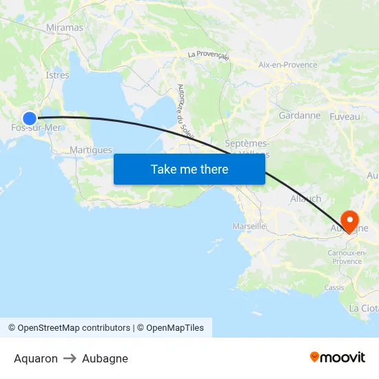 Aquaron to Aubagne map