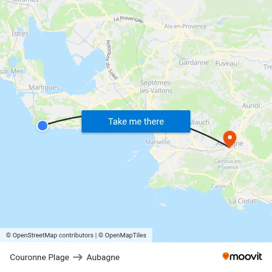 Couronne Plage to Aubagne map
