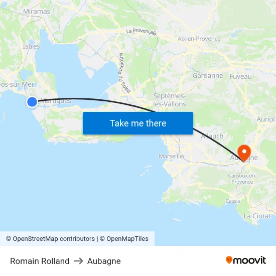 Romain Rolland to Aubagne map