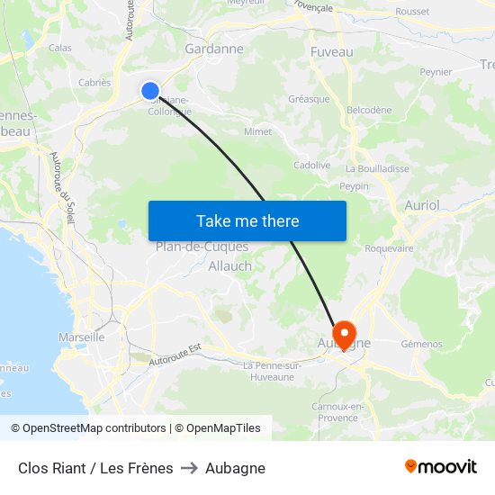 Clos Riant / Les Frènes to Aubagne map