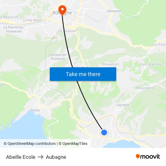 Abeille Ecole to Aubagne map