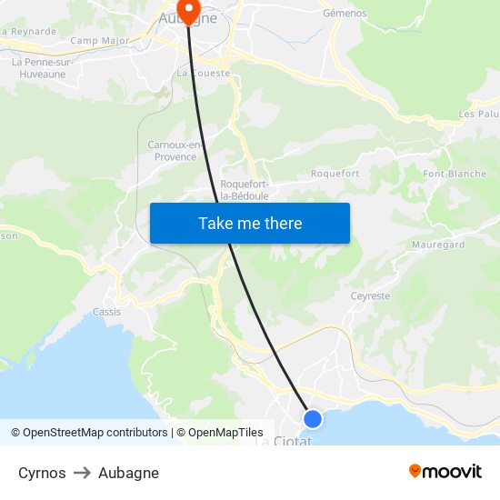 Cyrnos to Aubagne map