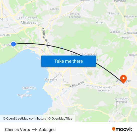 Chenes Verts to Aubagne map