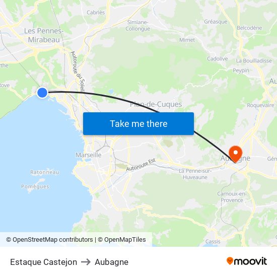 Estaque Castejon to Aubagne map