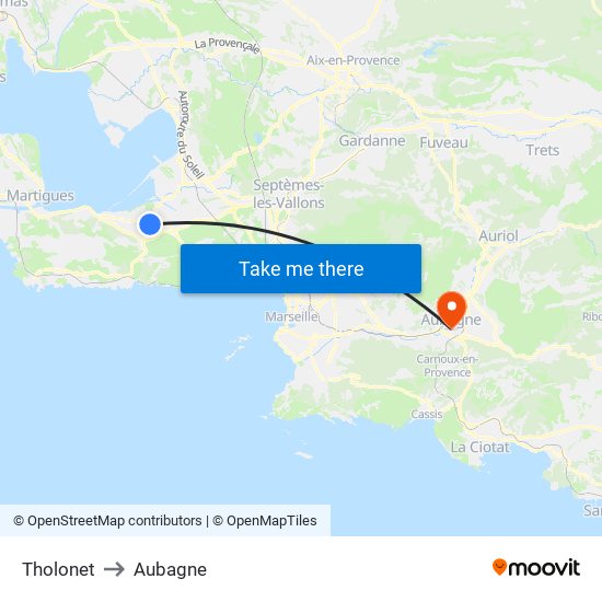 Tholonet to Aubagne map