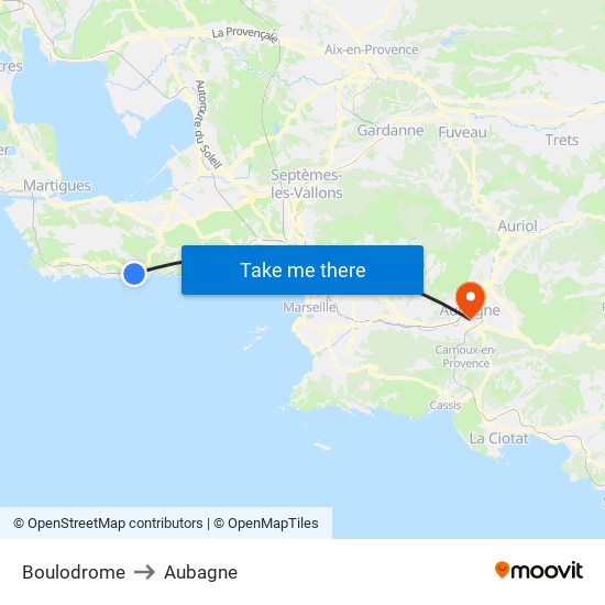 Boulodrome to Aubagne map