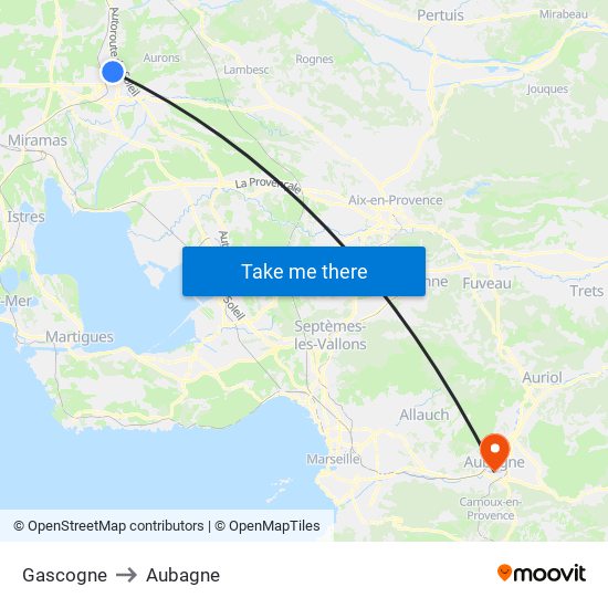 Gascogne to Aubagne map