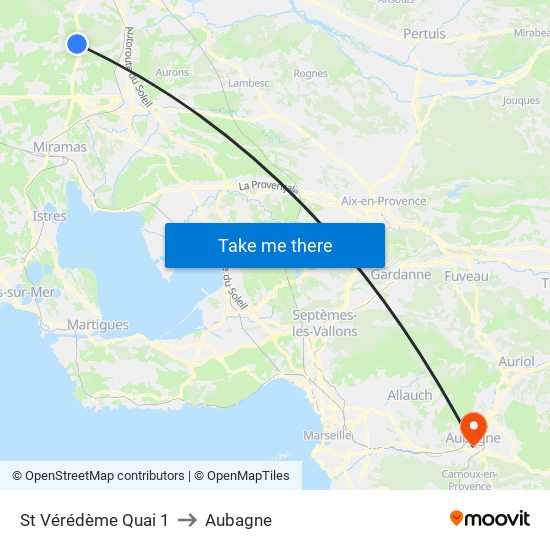 St Vérédème Quai 1 to Aubagne map