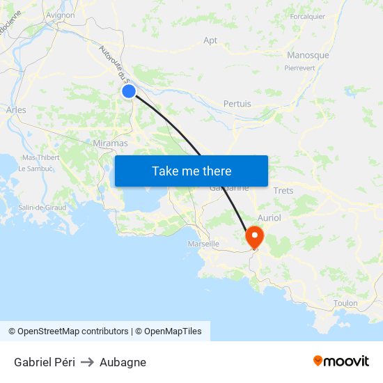 Gabriel Péri to Aubagne map