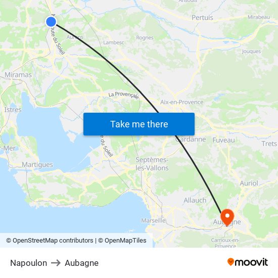 Napoulon to Aubagne map