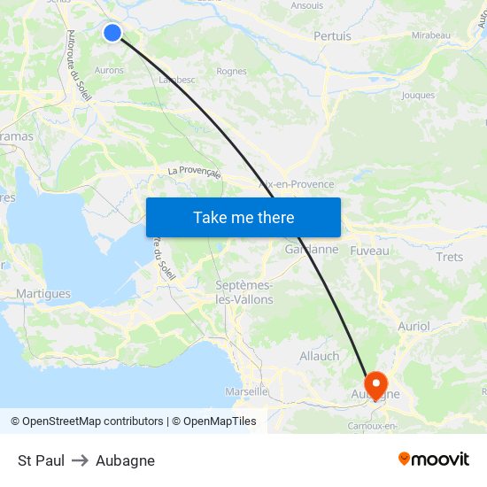 St Paul to Aubagne map