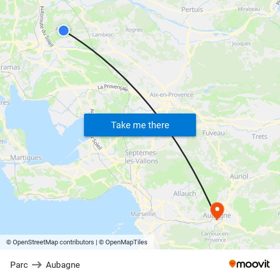 Parc to Aubagne map