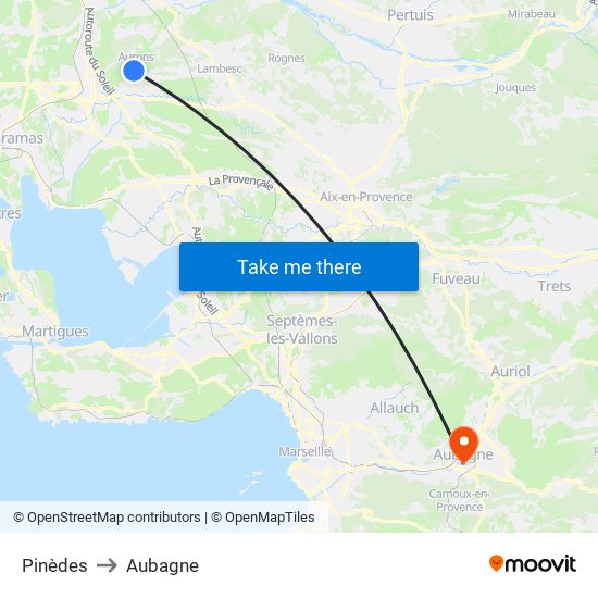 Pinèdes to Aubagne map