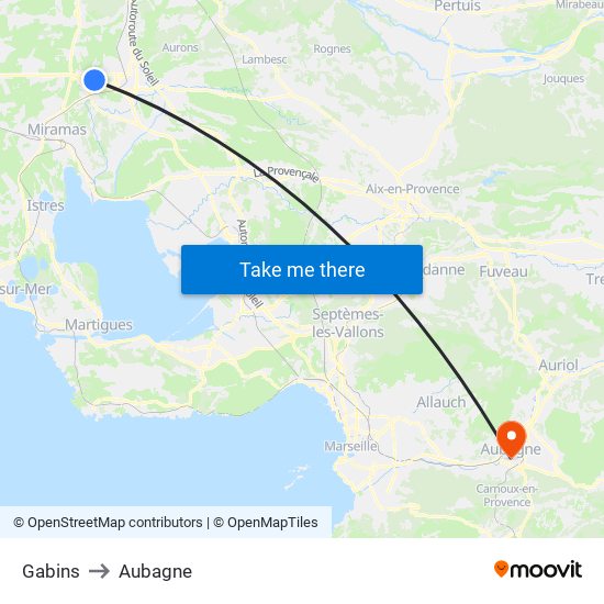 Gabins to Aubagne map