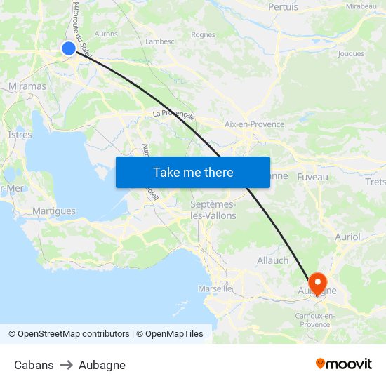 Cabans to Aubagne map