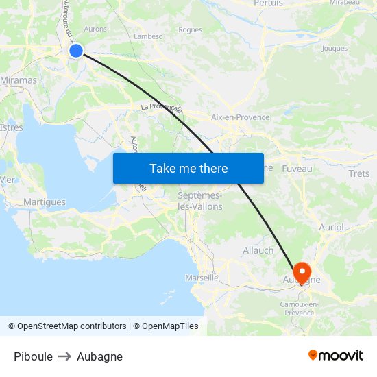 Piboule to Aubagne map