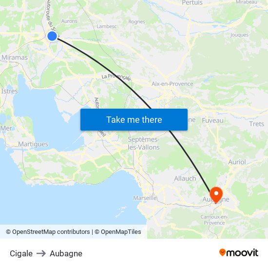Cigale to Aubagne map