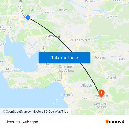 Lices to Aubagne map