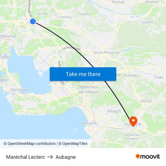 Maréchal Leclerc to Aubagne map