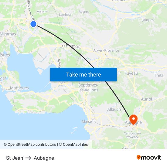 St Jean to Aubagne map