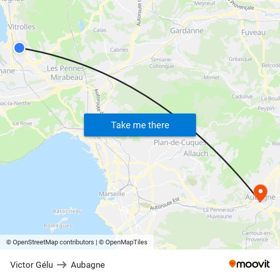 Victor Gélu to Aubagne map