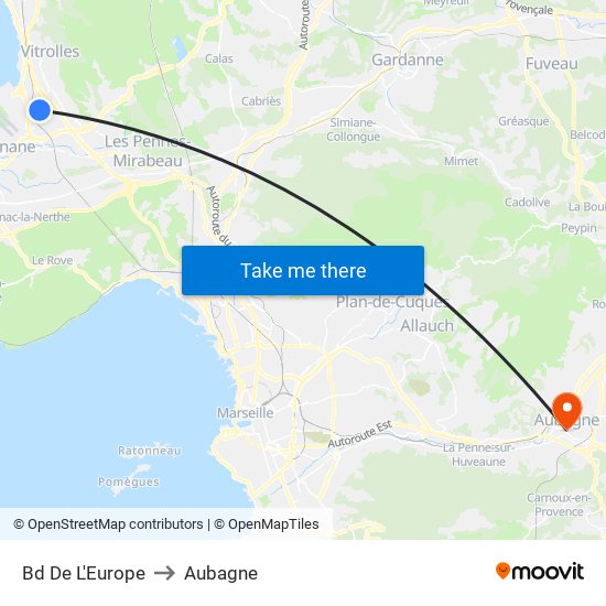 Bd De L'Europe to Aubagne map